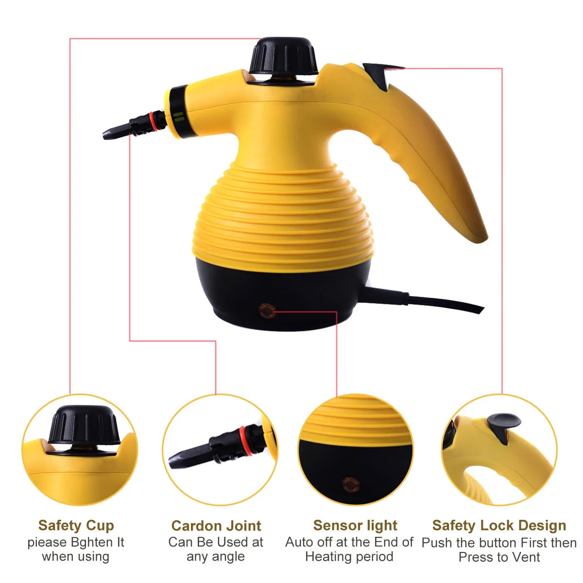 Multi-Purpose Handheld Steamer with 9 Accessories - DomesticWorx